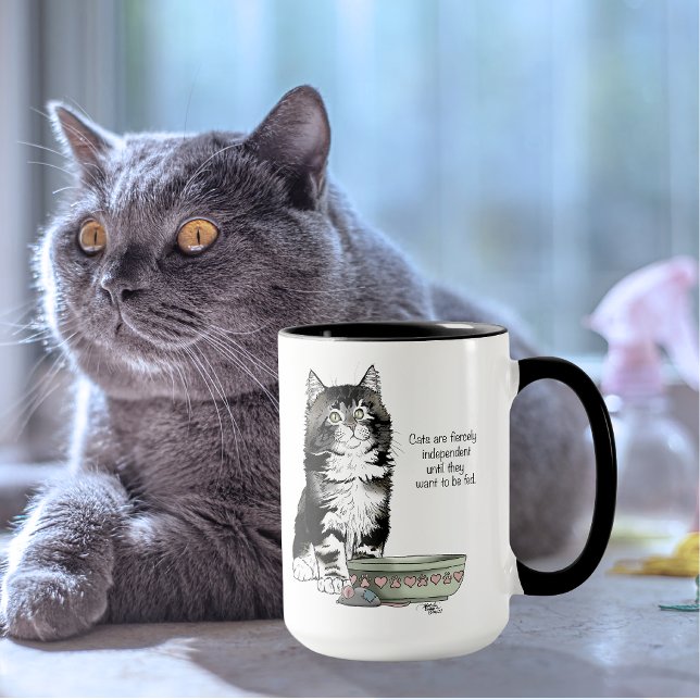 Oberoende Grå Tabby Blå Söt Rolig Katt Mugg (Skapare uppladdad)