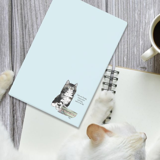 Oberoende Grå Tabby Blå Söt Rolig Katt Post-it Block (Skapare uppladdad)