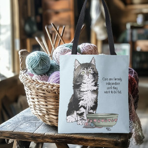 Oberoende Grå Tabby Blå Söt Rolig Katt Tygkasse