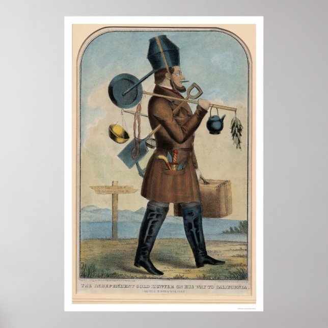 Oberoende Guld Hunter på hans väg till Kalifornien Poster (Framsidan)