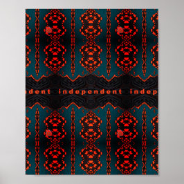 Oberoende: Mörk grönt och Orange Fractal Mönster Poster