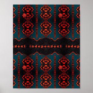 Oberoende: Mörk grönt och Orange Fractal Mönster Poster