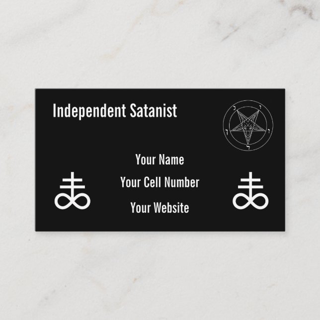 Oberoende Satanist Visitkort (Framsida)