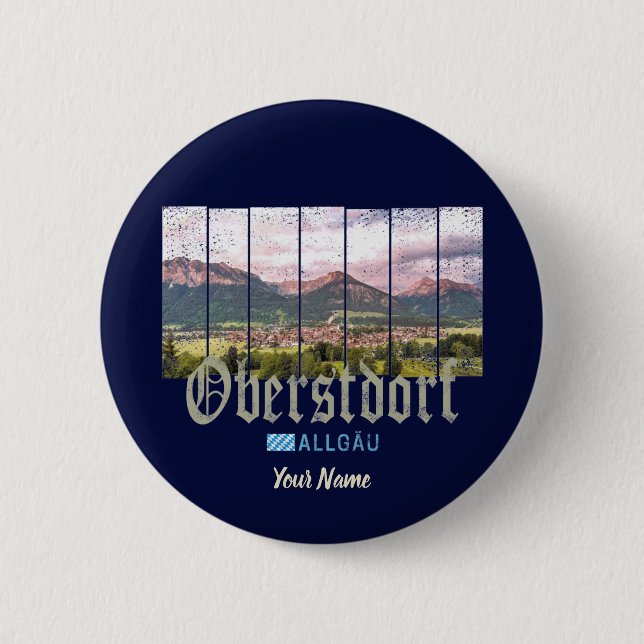 Oberstdorf Allgäu Vintage Bavaria Tyskland Souveni Knapp (Framsida)