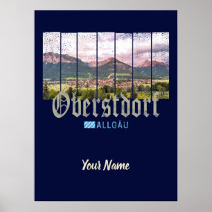 Oberstdorf Allgäu Vintage Bavaria Tyskland Souveni Poster