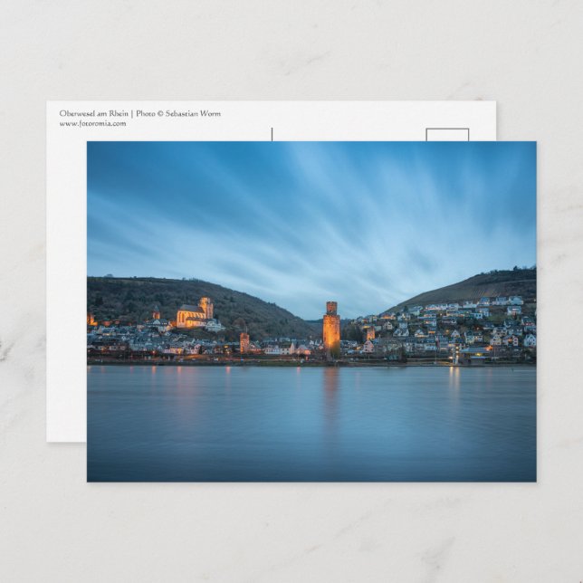 Oberwesel Tyskland Vykort (Fram/baksida)
