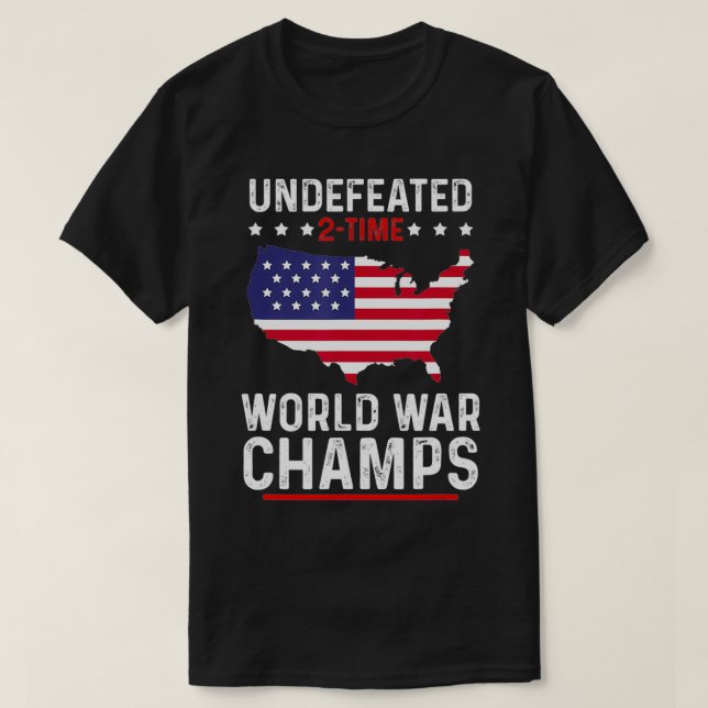 Obesegrad 2-gångs Världskrig Champs 4:e juli T Shirt (Design framsida)
