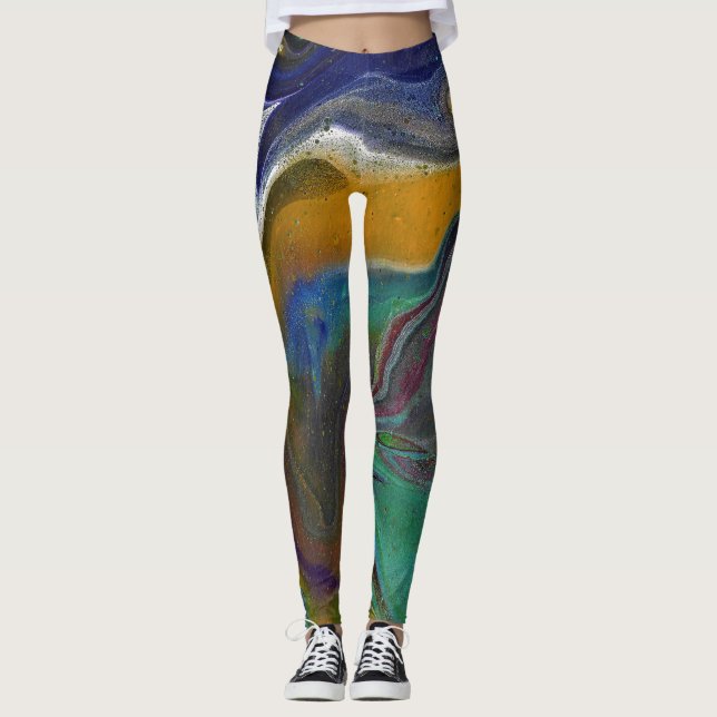 Obeslutad 2 Psychedelic Abstrakt Leggings (Framsida)