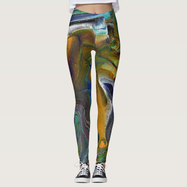 Obeslutsamma 3 Färgrika Abstrakt Leggings (Framsida)