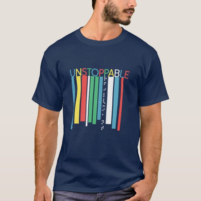 Obestoppbara punktskriftinspirerade retro färgfält t shirt (Framsida)