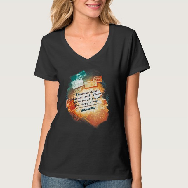 Obestruket Karta Collage T Shirt (Framsida)