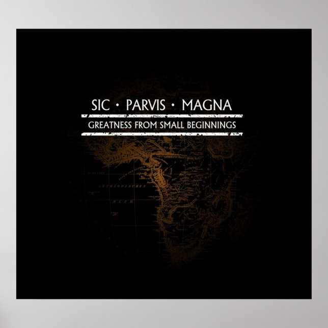 Obestruket SIC PARVIS MAGNA Black Poster (Framsidan)