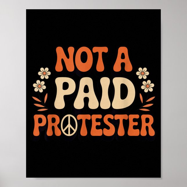 Obetald Fredlig Demonstrant Groovy Fredssymbol Poster (Framsidan)
