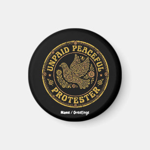 Obetald Fredlig Demonstrant Retro Blommig Fredsduv Magnet