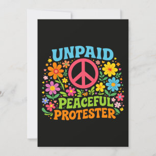 Obetald Fredlig Demonstrant Retro Fredsaktivism Inbjudningar
