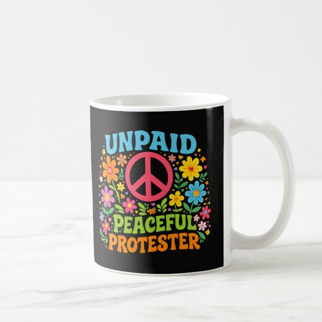 Obetald Fredlig Demonstrant Retro Fredsaktivism Kaffemugg (Höger)