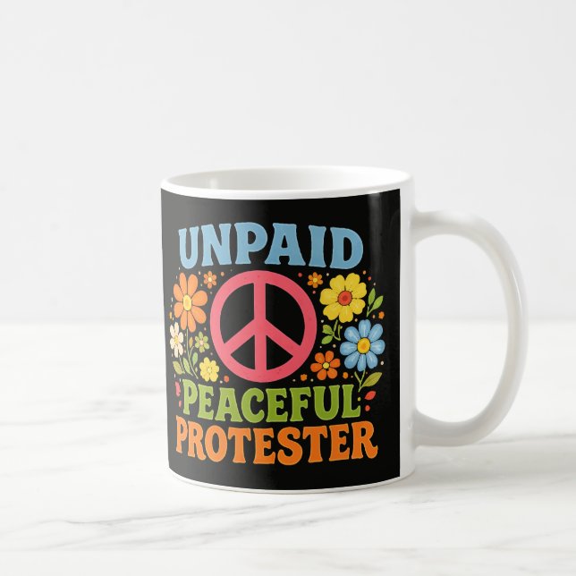 Obetald Fredlig Demonstrant Retro Fredsaktivism Kaffemugg (Höger)