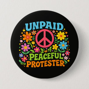Obetald Fredlig Demonstrant Retro Fredsaktivism Knapp