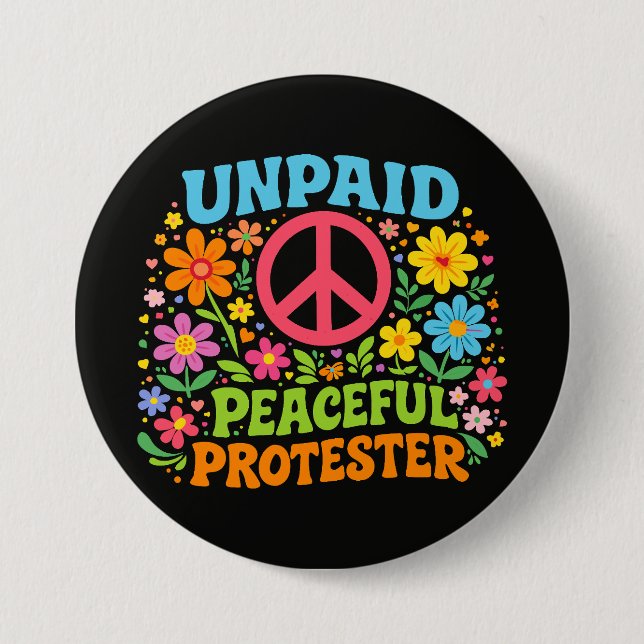 Obetald Fredlig Demonstrant Retro Fredsaktivism Knapp (Framsida)