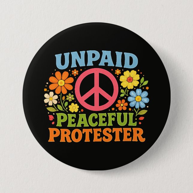 Obetald Fredlig Demonstrant Retro Fredsaktivism Knapp (Framsida)