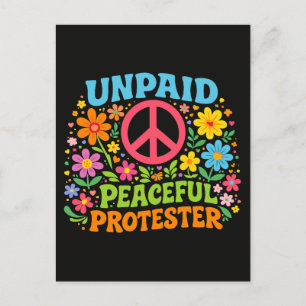 Obetald Fredlig Demonstrant Retro Fredsaktivism Vykort