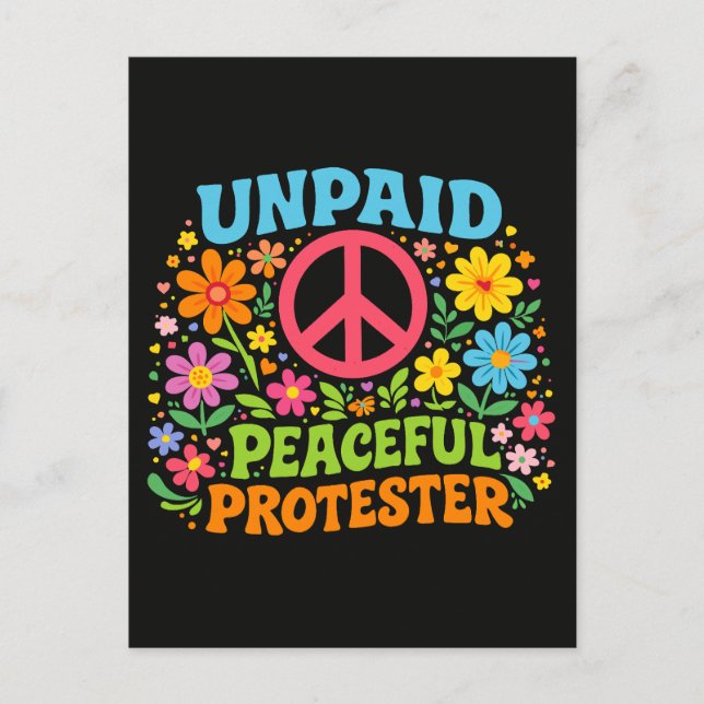 Obetald Fredlig Demonstrant Retro Fredsaktivism Vykort (Framsida)