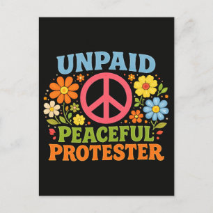 Obetald Fredlig Demonstrant Retro Fredsaktivism Vykort