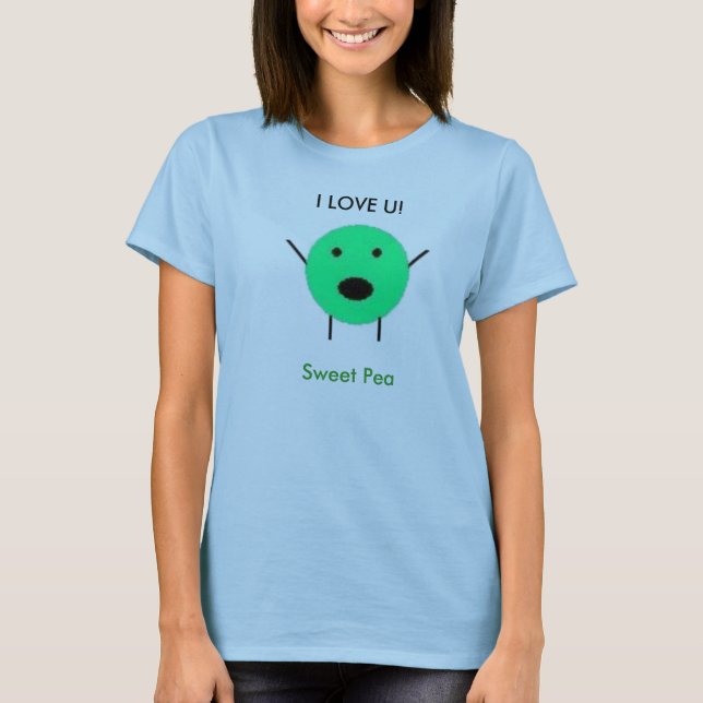 obetitlad ÄLSKAR JAG U! , Söt ärta T-shirt (Framsida)