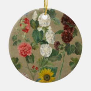 Obetitlat (blommor) (olja ombord) julgransprydnad keramik