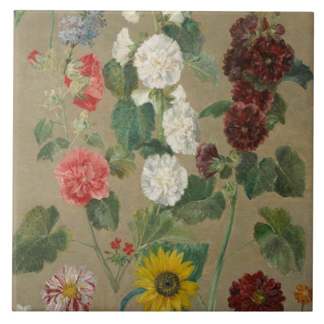 Obetitlat (blommor) (olja ombord) kakelplatta (Framsidan)