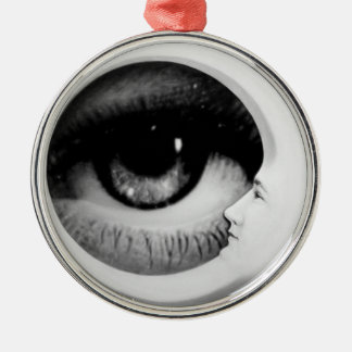 Obetitlat porträtt av den växande månen julgransprydnad metall