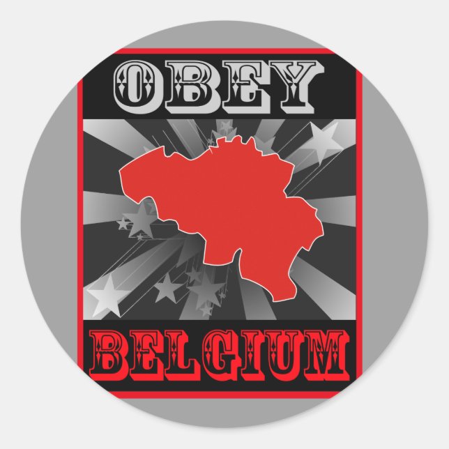 Obey Belgium Runt Klistermärke (Framsida)