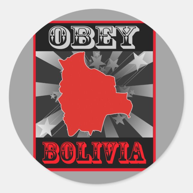 Obey Bolivia Runt Klistermärke (Framsida)