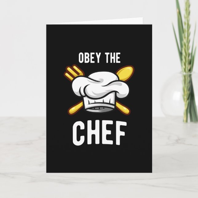 Obey Chef Funny Cook Cooking Kitchen Kort (Framsida)