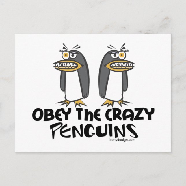Obey de galna Penguins! Vykort (Framsida)