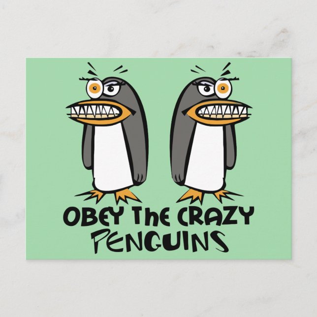 Obey den galna Penguins grafikteknik Vykort (Framsida)