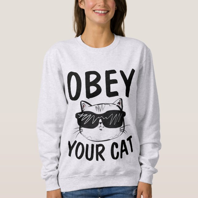 OBEY DIN CAT, Lustigt T-shirts (Framsida)