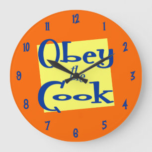 Obey Orangen Cook Retro Gult Kitchen Clock Stor Klocka