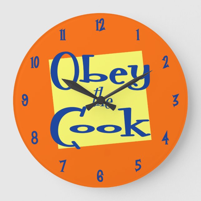 Obey Orangen Cook Retro Gult Kitchen Clock Stor Klocka (Framsida)