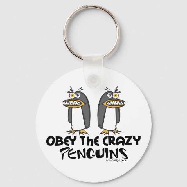 Obey Tecknaden Crazy Penguins Nyckelring (Framsida)