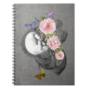 OBGYN Anatomy Blommigt Art Womb Baby Design 2 Anteckningsbok
