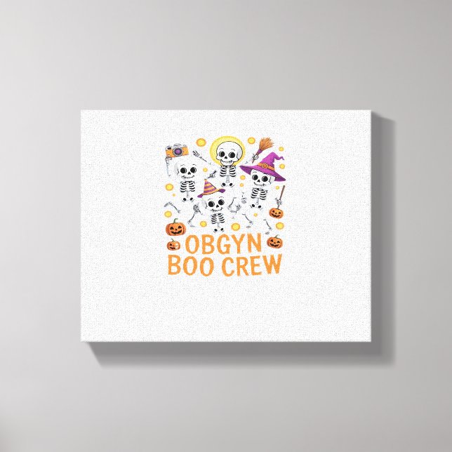OBGYN Boo Crew Nurse Skeleton Dancing Halloween Sp Canvastryck (Framsida)