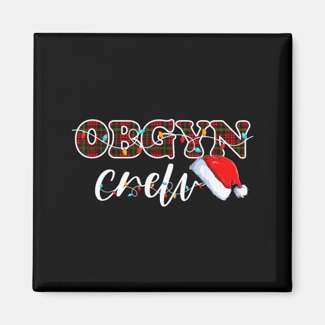 Obgyn Crew Christmas Lights Santa Hat  Magnet (Framsidan)