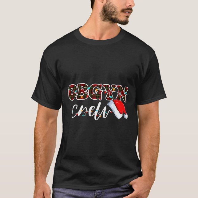 Obgyn Crew Christmas Lights Santa Hat  T Shirt (Framsida)