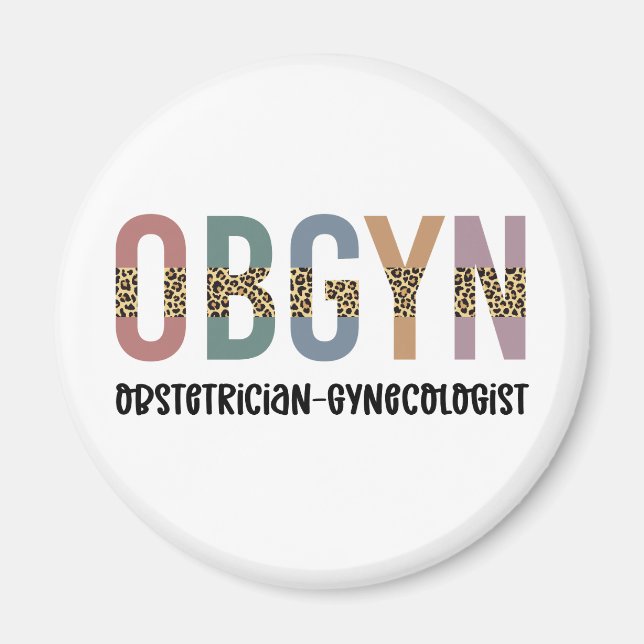OBGYN Obstetrician Gynecolog Leopard Skriv ut Magnet (Framsidan)