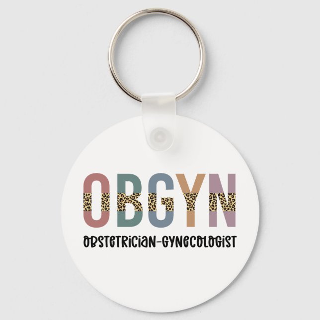 OBGYN Obstetrician Gynecolog Leopard Skriv ut Nyckelring (Framsida)