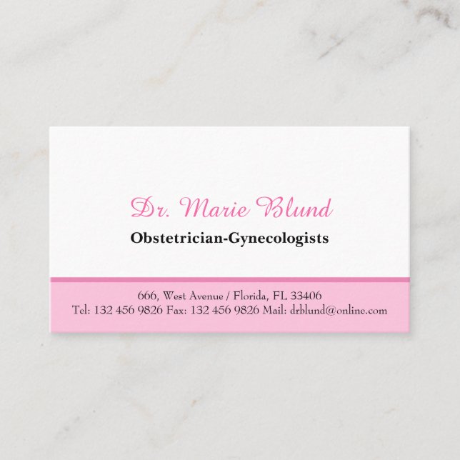 OBGYN Obstetrician Gynecologists Doktor Physician Visitkort (Framsida)