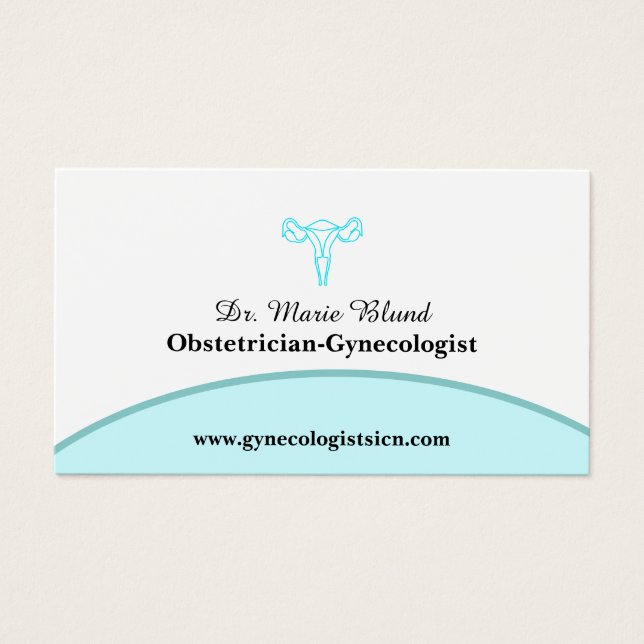 OBGYN Teal Modern Elegant med QR-kod Visitkort (Framsidan)