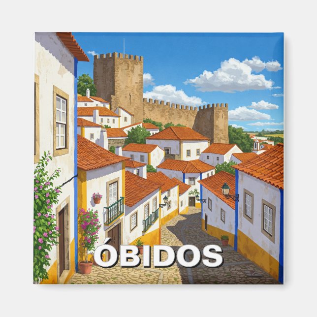 Obidos Portugal Travel Magnet (Framsidan)