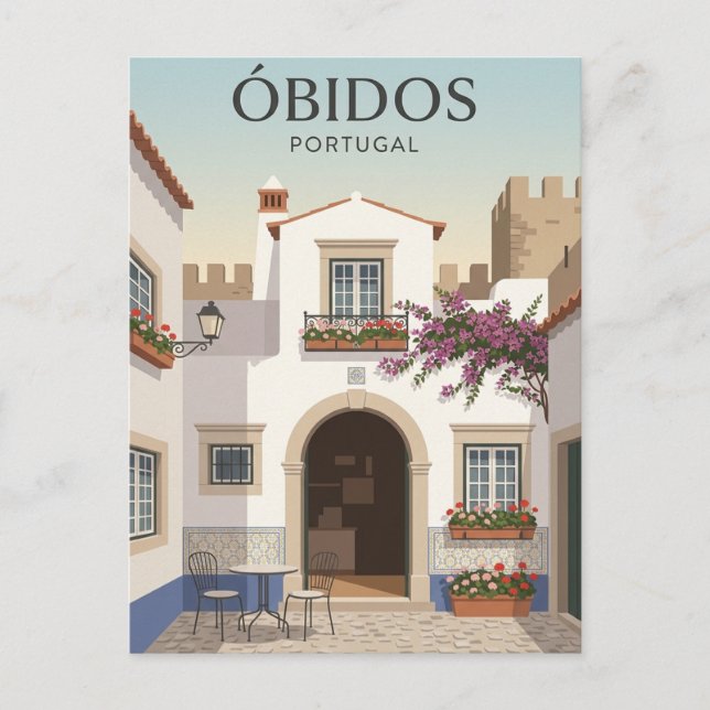 Obidos Portugal Vykort (Framsida)